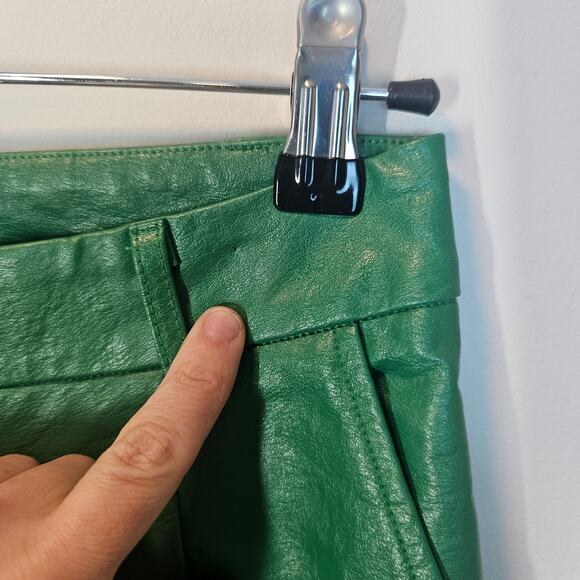 Princess Polly Suki Vegan Green Straight Wide Leg High Waisted Pants Size 4 - Picture 10 of 11